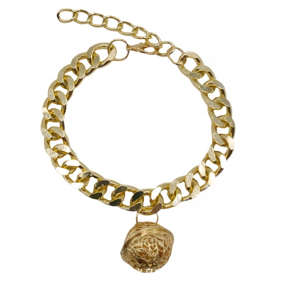 GASTROPOD Cat Chain Collar with Bell-Lightweight Metal Necklace for Long-Lasting Wear,Adjustable Jewelry Gift for Cats & Dogs (Gold,S)