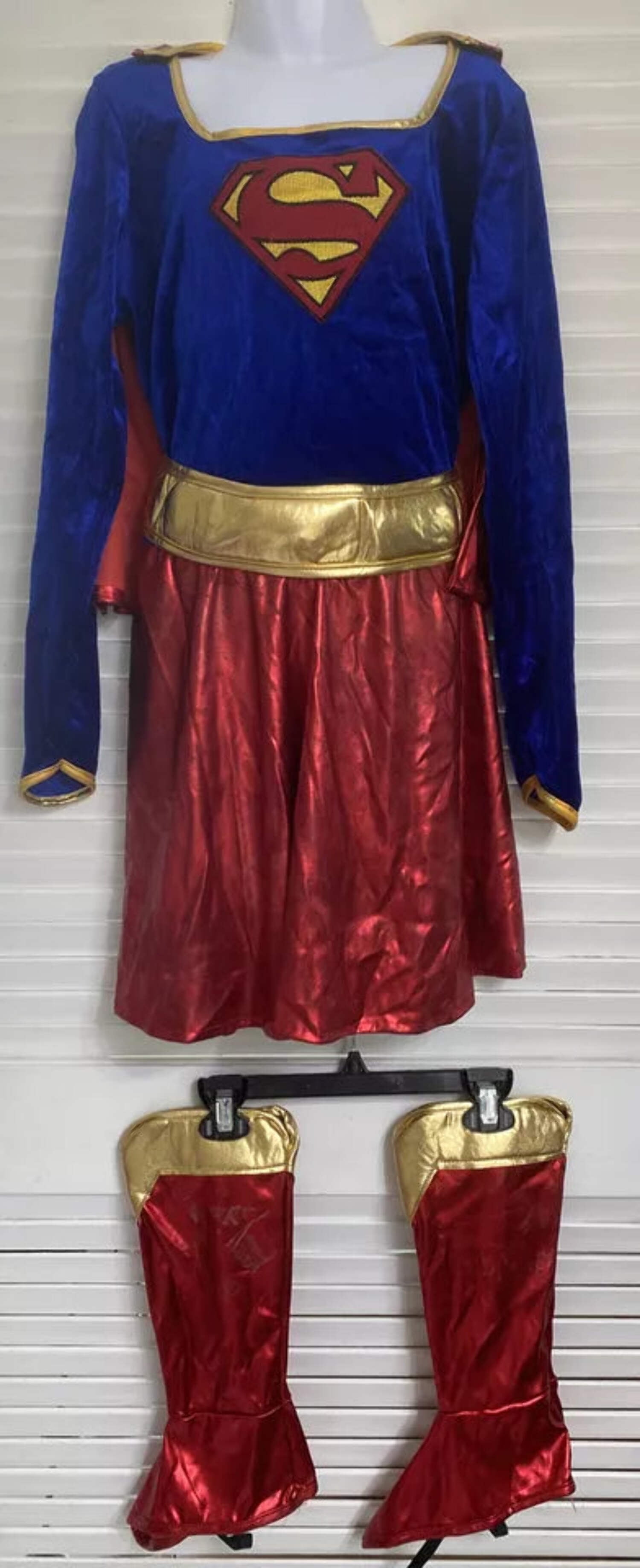 Supergirl-Kostüm Für Mädchen – Blau-rot – Größe 116/128 (ca. 7-8 Jahre) – Inkl. Kleid & Umhang