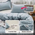 thumbnail image 4 of Simple&Opulence 100% Washed Linen Duvet Cover Set with Embroidered,King Size(104"x92"),3 Pieces Soft Farmhouse Comforter Set with Button Closure,1 Duvet Cover and 2 Pillowshams(Dusty Blue), 4 of 8