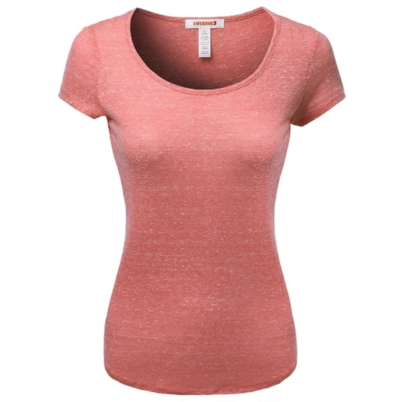FashionOutfit Women's Tri Blend Melange Short Sleeve Tees