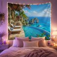 thumbnail image 2 of Infinity Pool on a Tropical Terrace with Sea Arch and Bougainvillea, Serene Coastal Art for Beach Lovers, Scenic Wall Decor Housewarming Gift Tapestry Wall Hanging for Bedroom and Living Room, 2 of 7