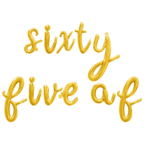 Cursive Script Letter Balloons - SIXTY FIVE AF 16" Inch Alphabet Letters Foil Mylar Balloon 65th Birthday Party Banner (Gold)