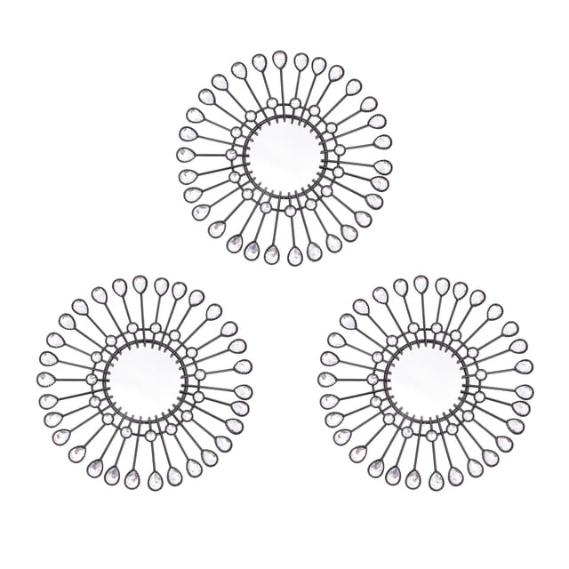 Espejos decorativos de pared Manortang, set de 3 piezas de 9" en negro