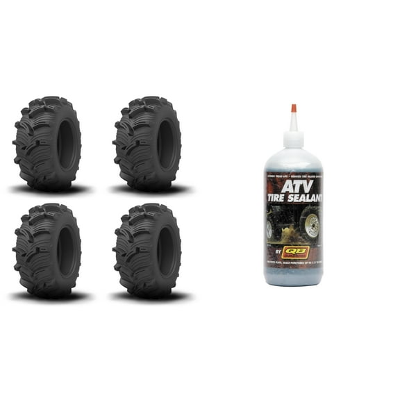 Set of 4 ATV KENDA Tires (Executioner 26x10-12 Front, 26x12-12 Rear) with QUADBOSS Sealant