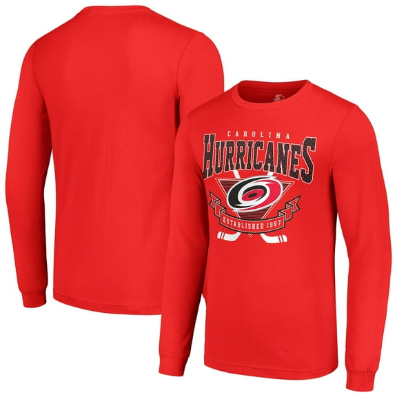 Men's Starter Red Carolina Hurricanes Team Logo Graphic Long Sleeve T-Shirt