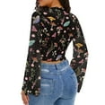 thumbnail image 3 of SCRAWLGOD Mushroom Plant Women Bell Sleeve Tops Size XL Lettuce Trim Flowy Tops Mock Neck Party Going Out Top Aesthetic Slim Shirts Flare Top for Women Ladies, 3 of 7