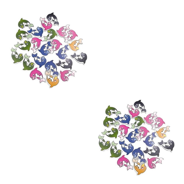bedienty 50 Pieces Wooden Button Rough Surface Widely Applicable Fasteners Fish-shaped Shank Buttons Embroidery Sewing Supplies Mixed Color 2Set