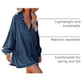 thumbnail image 4 of sicmoss Women's Blue Cotton Oversized Distressed Denim Button Down Jean Dress Flowy Mini with Pockets, 4 of 6