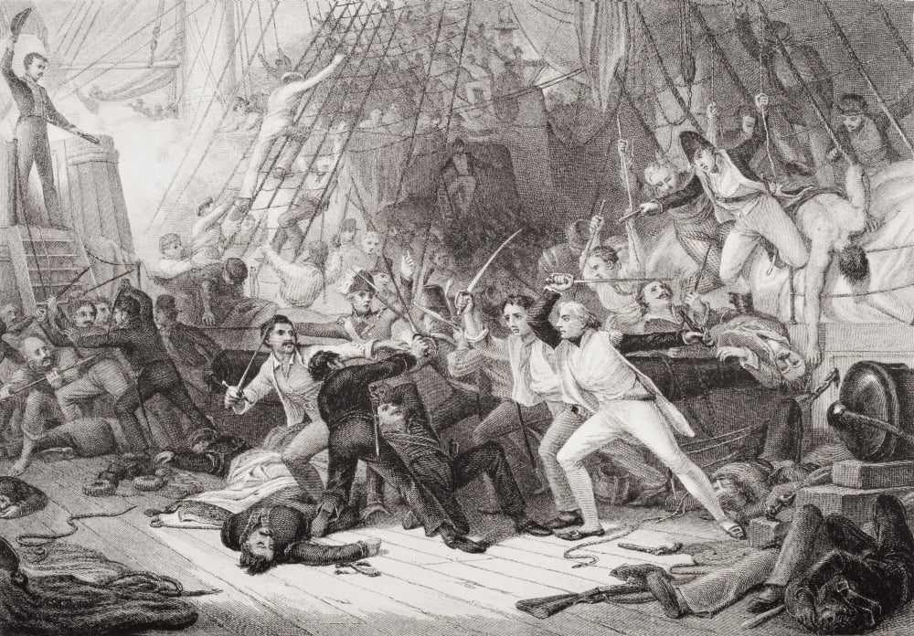 Nelson Boarding The San Josef At Battle Of St Vincent February 1797 Horatio NelsonLord NelsonViscount Nelson 1758-1805 British Naval Commander Engraved By J J Crew After G JonesFrom The Book Illustrat
