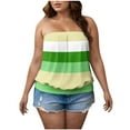 thumbnail image 2 of UVEASISHA Plus Size Striped Tube Tops for Women Sleeveless Smocked Bandeau Tank Top Strapless Backless Tanks Green XXXL, 2 of 6