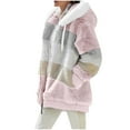 thumbnail image 4 of UPPADA Womens Winter Sherpa Fleece Linen Jackets Fashion Casual Color Block Hooded Plush Warm Jackets Zipper Loose Fit Coats with Pockets Women Plus Size Jackets and Coats, 4 of 6