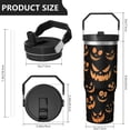 thumbnail image 4 of 30 Oz Tumbler Halloween Emoji Orange Sequins Tumbler with Lid and Straw, Birthday Gift Cup for Friend Women Men Coffee Travel Mug Thanksgiving Day Halloween Christmas Gift Water Bottle, 4 of 7