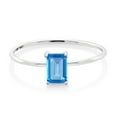 thumbnail image 2 of Gem Stone King 10K White Gold Solitaire Engagement Ring 0.70 Ct Octagon Swiss Blue Topaz, 2 of 6