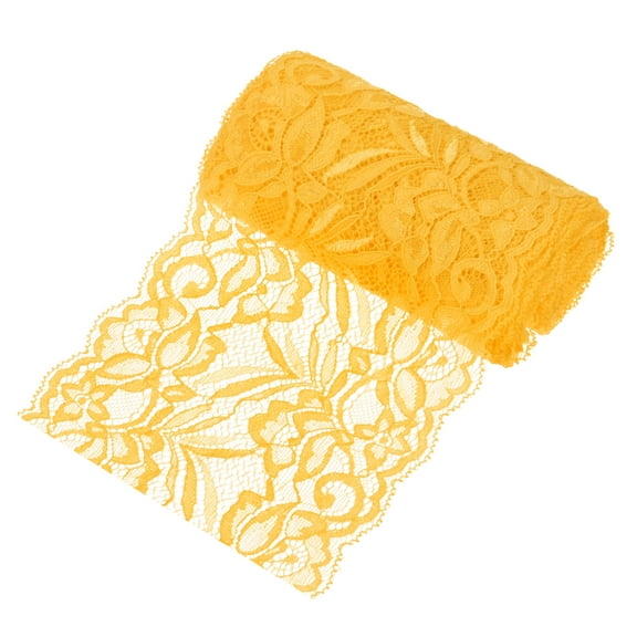 Uxcell 5-Yard 5.9 Inch Wide Elastic Lace Fabric, Ribbon Stretchy Trim Golden Yellow
