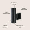 thumbnail image 4 of JONATHAN Y Duo 6" 2-Light Modern Midcentury Cylinder Outdoor Metal/Glass Integrated LED Wall Sconce with Uplight, Black, 4 of 7