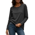 thumbnail image 2 of Aloohaidyvio Womens Long Sleeve Tops Lightweight Basic Tee Fall Soft Crewneck Shirts, 2 of 7