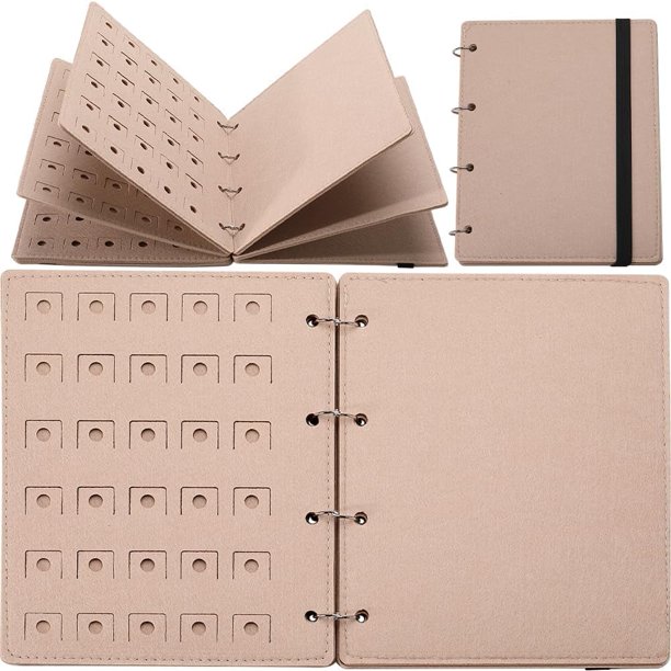 Organizador de 4 páginas para amuletos de zapatos, de fieltro marrón, rectangular, para colección de amuletos de zapatos, soporte de exhibición de libros, bolsa de almacenamiento portátil para