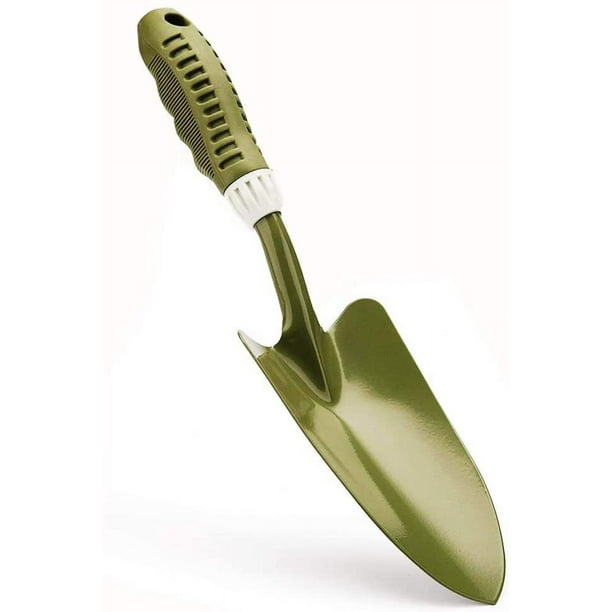 Paleta manual de acero al carbono, a prueba de curvatura, ergonómica, resistente a la oxidación, regalo, mango de PVC suave, pala pequeña para plantar, trasplantar, desherbar, mover y alisar el suelo
