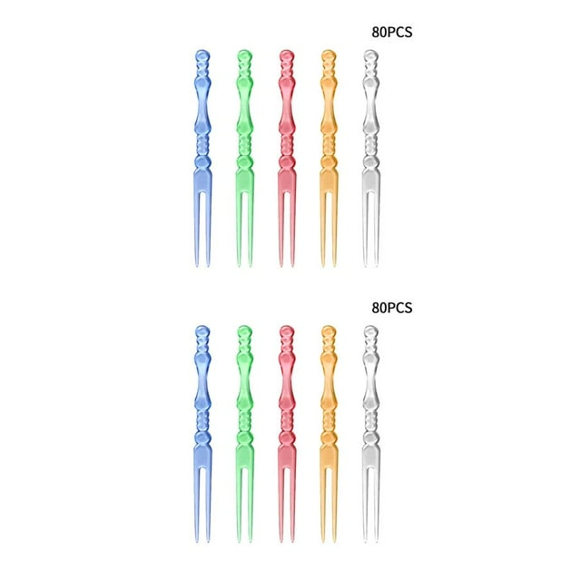 Bewildely Tenedor para pastel de frutas de 80 piezas, palillos de comida portátiles de un solo uso, postre, magdalenas, tenedores para comer, herramienta Vistoso 2piezas Bewildely CBP019972