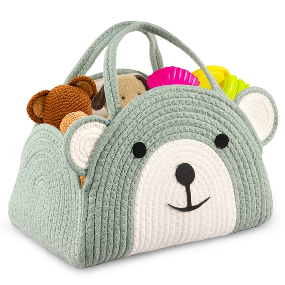 Baby Diaper Caddy Organizer Large Capacity Cartoon Cotton Rope Diaper Basket Nappy Caddy Storage Basket for Nursery Baby Shower Newborn