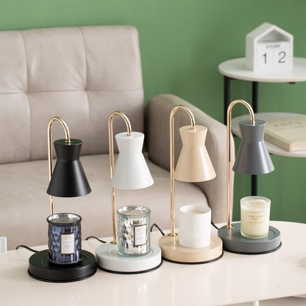 Fundidor de Calentador de Velas Regulable - Lámpara metálica para velas grandes y pequeñas, brillo ajustable, eliminación de olores, negro/blanco/gris/beige