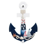 Hanging Nautical Large Anchor Wall Decor Wall Hanging Ornament Wooden Nautical Anchor with Rope Home Decoration