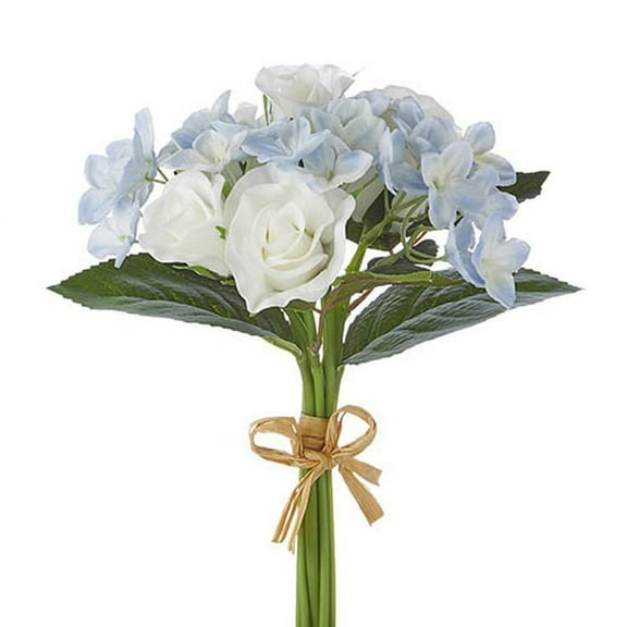 Raz Imports Boxwood 10.5" Real Touch Rose And Hydrangea Bouquet