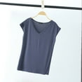 thumbnail image 4 of Mittory Womens Tops Cap Sleeve V Neck T Shirt Ruched Slim Fit Basic Tees Lightweight Casual Summer Sleep Lounge Shirt, 4 of 4