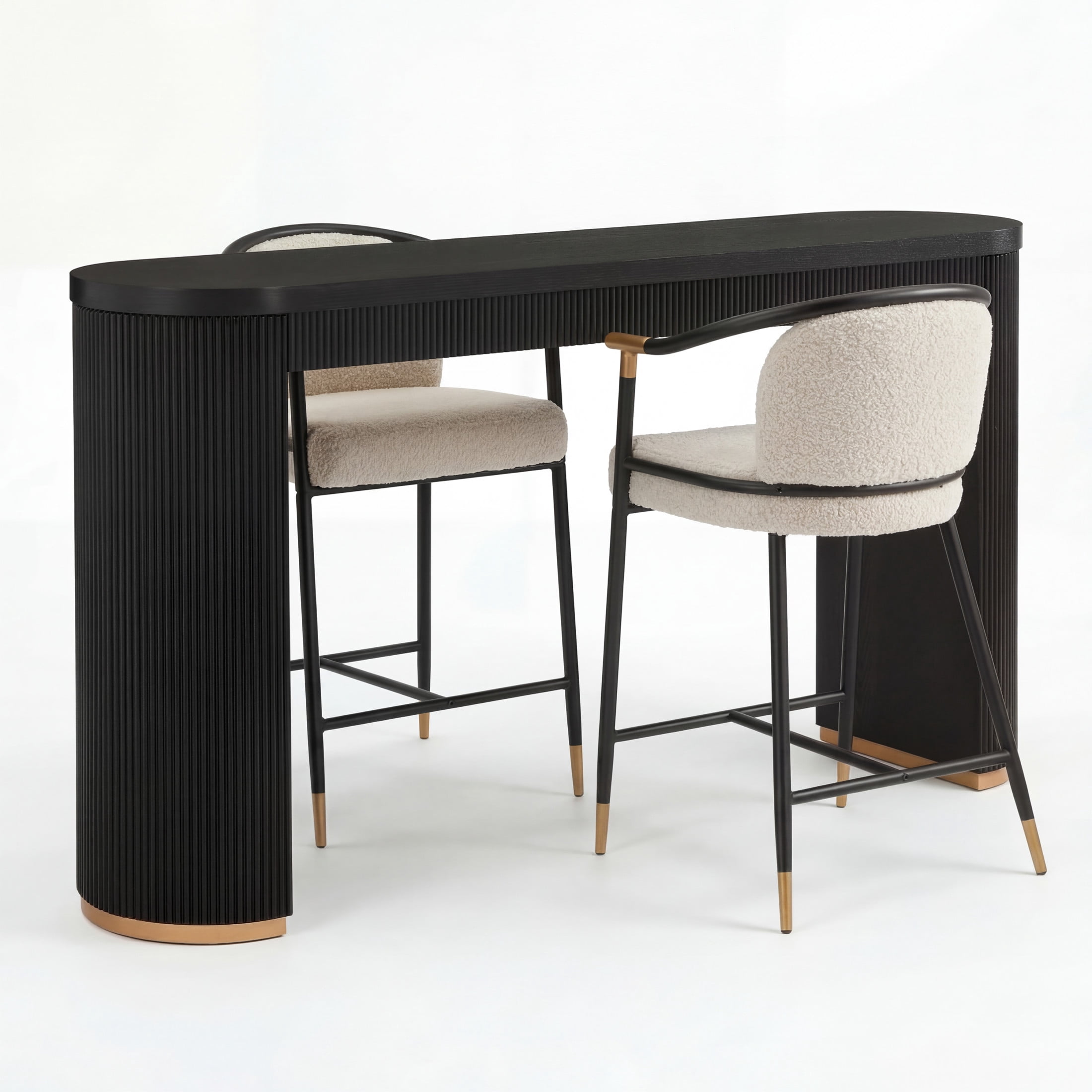 Christopher Knight Home 3-Piece Counter Dining Table with Upholstered Bar Stools Metal Frame, Almond