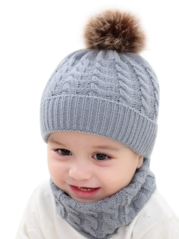 Warm Toddler Kid Girl&Boy Baby Infant Winter Crochet Knit Fur Pom Hat Beanie Cap