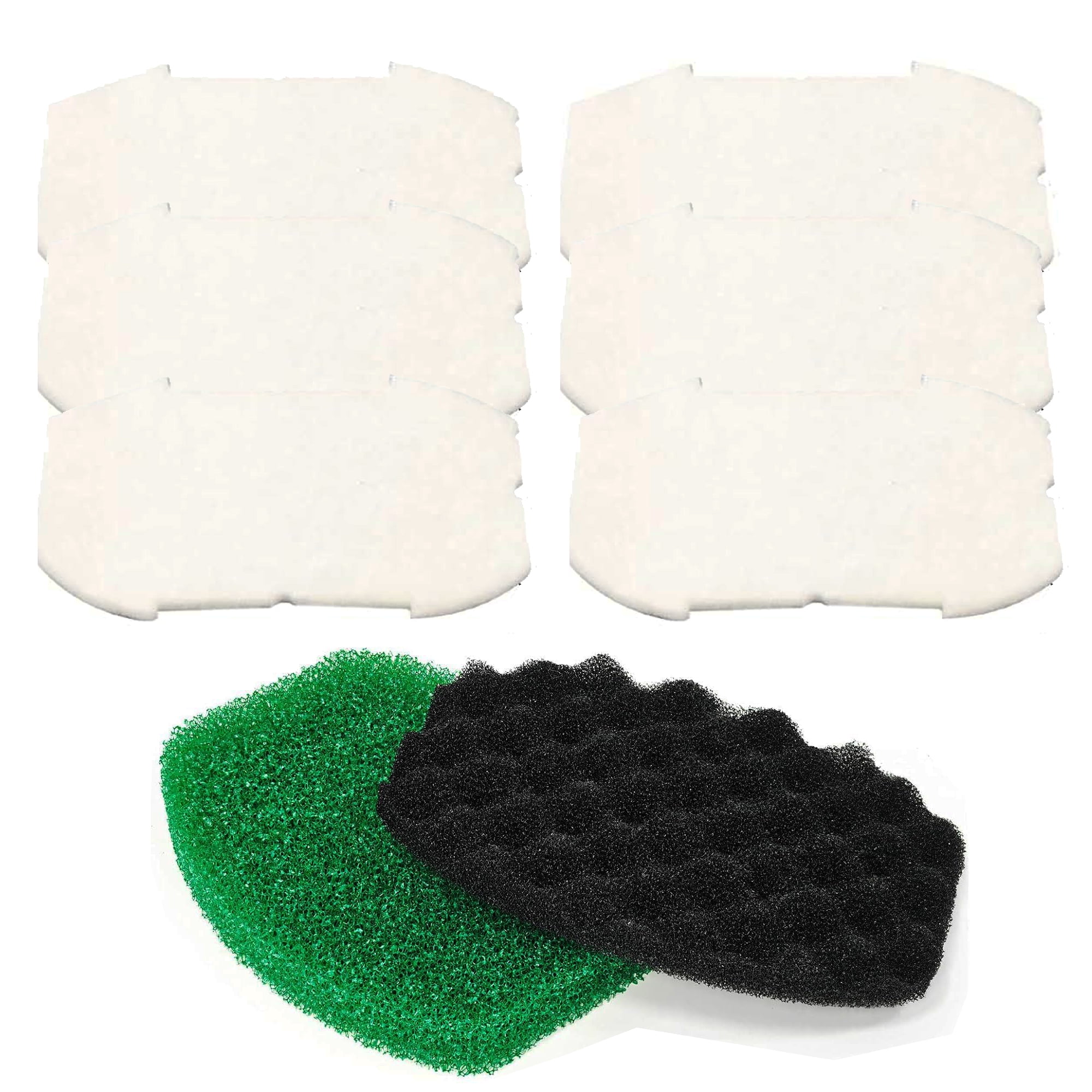 Qzbhct 10 Pack Pond Filter Pads,Coarse and Fine Sponge for Inpond 5-in-1 600 & 6-in-1 900 Model, 1 Green Foam, 1 Black Filter & 8 Polymer Wool Cartridge