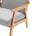 thumbnail image 5 of Arm Chair Accent Chair, Wooden Mid-Century Modern Accent Chairs, Elegant Upholstered Lounge Chair for Living Room, Bedroom, Linen Fabric Padded Reading Chair, Side Chair (Light Grey), 5 of 7