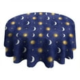 thumbnail image 4 of Blue Gold Sun Moon Star Pattern Round Tablecloth 60"x60",Wrinkle Wipeable Table Cloth for Kitchen Dining Room Picnic Patio Party, 4 of 6