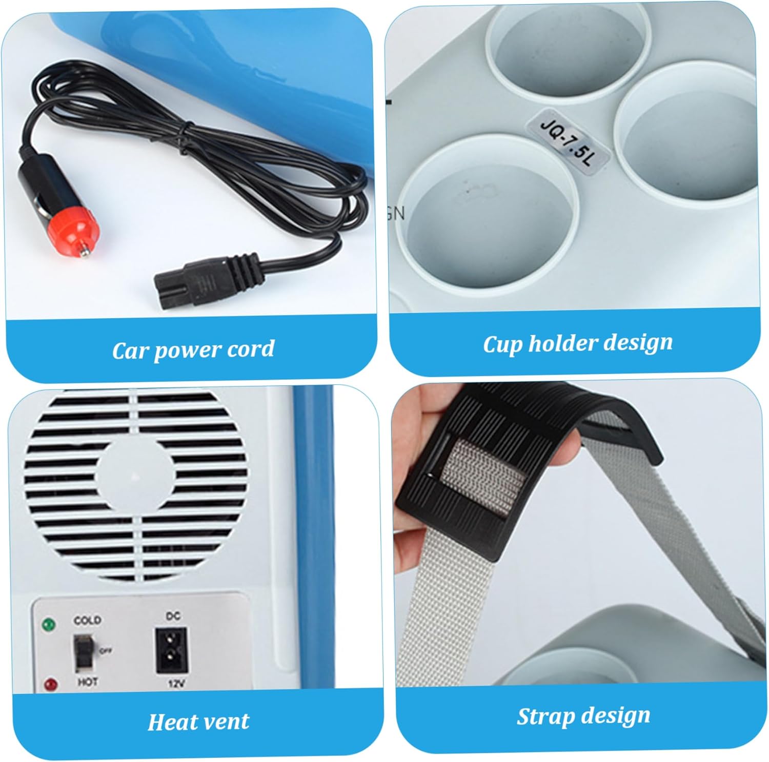 Mini Car Electric Cooler & Warmer,7.5L Car Fridge,12V DC Power Supply Cold Warm Dual Use Electric Cooler Portable Low Noise Box Electric Cooler for Cars Vehicles Trucks, Car, RV,Camping,Travel