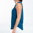 thumbnail image 4 of Elsie & Zoey Tobi Small Tidel Teal Sleeveless Scoop Neck Henley Tank Top for Women, 4 of 8