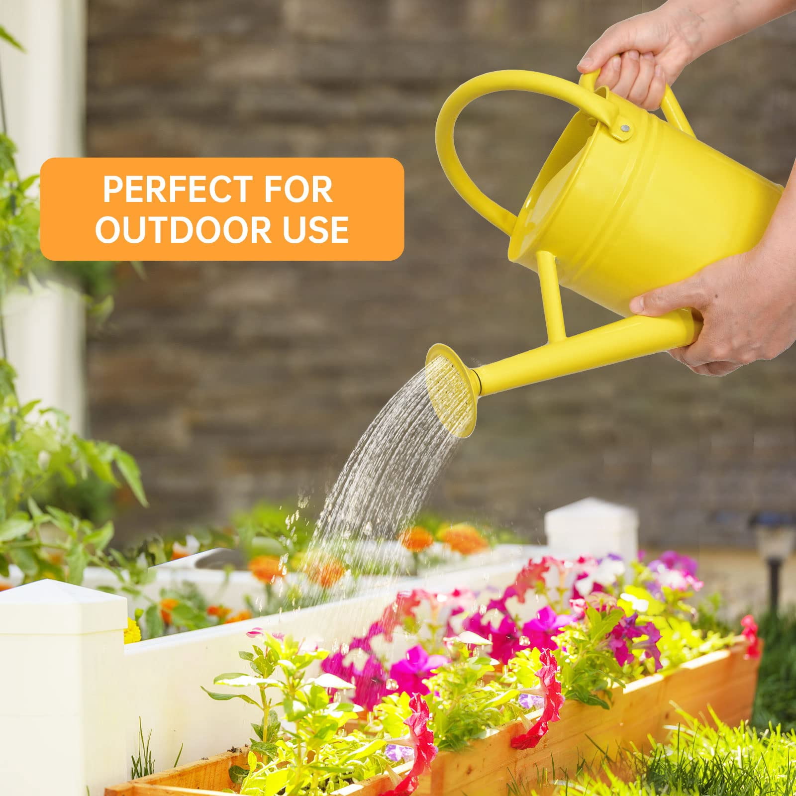 Metal Watering Can for Outdoor Plants, Galvanized Steel Watering Can with Removable spout, 1 Gallon,Perfect Home & Garden Décor Cream Green - YELLOW