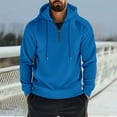 thumbnail image 2 of Men’s Casual Waffle Knit Pullover Hoodie With Half Zip Long Sleeve Lightweight Hooded Sweatshirt For Everyday Wear,Size M-3XL, 2 of 5