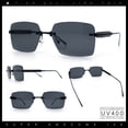 thumbnail image 2 of Luxury Rimless Rectangle Metal Pyramid Stud Jewel Arm Metal Rim Sunglasses All Black, 2 of 8
