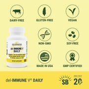 Stellar Biotics - del-IMMUNE V® DAILY 25mg - All-Natural Advanced Immune Support - Immediate High Potency Immune System Care - Metabiotic Treatment, Next-Gen Probiotic Therapy (60 Capsules)
