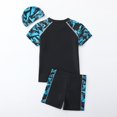 thumbnail image 3 of WOYY Big Boy Athletic Swimsuit Quick Dry Short Sleeve Rash Guard Swimwear Bathing Suit, 3 of 8