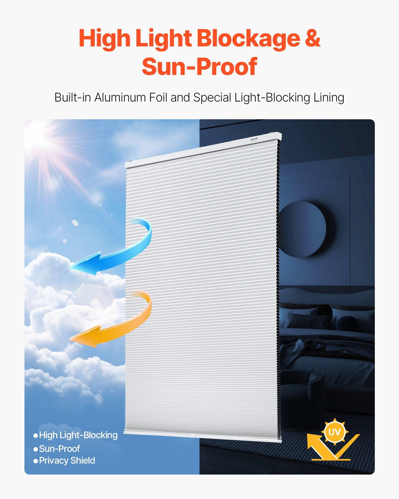 Window Blinds Cellular Shades 1 Inch Cordless, Total Blackout Light Filtering Privacy Honeycomb Shades for Living Room Bedroom