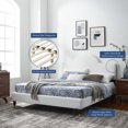 thumbnail image 2 of Platform Bed Frame, Full Size, White, Velvet, Modern Contemporary, Bedroom Master Guest Suite Room, 2 of 10