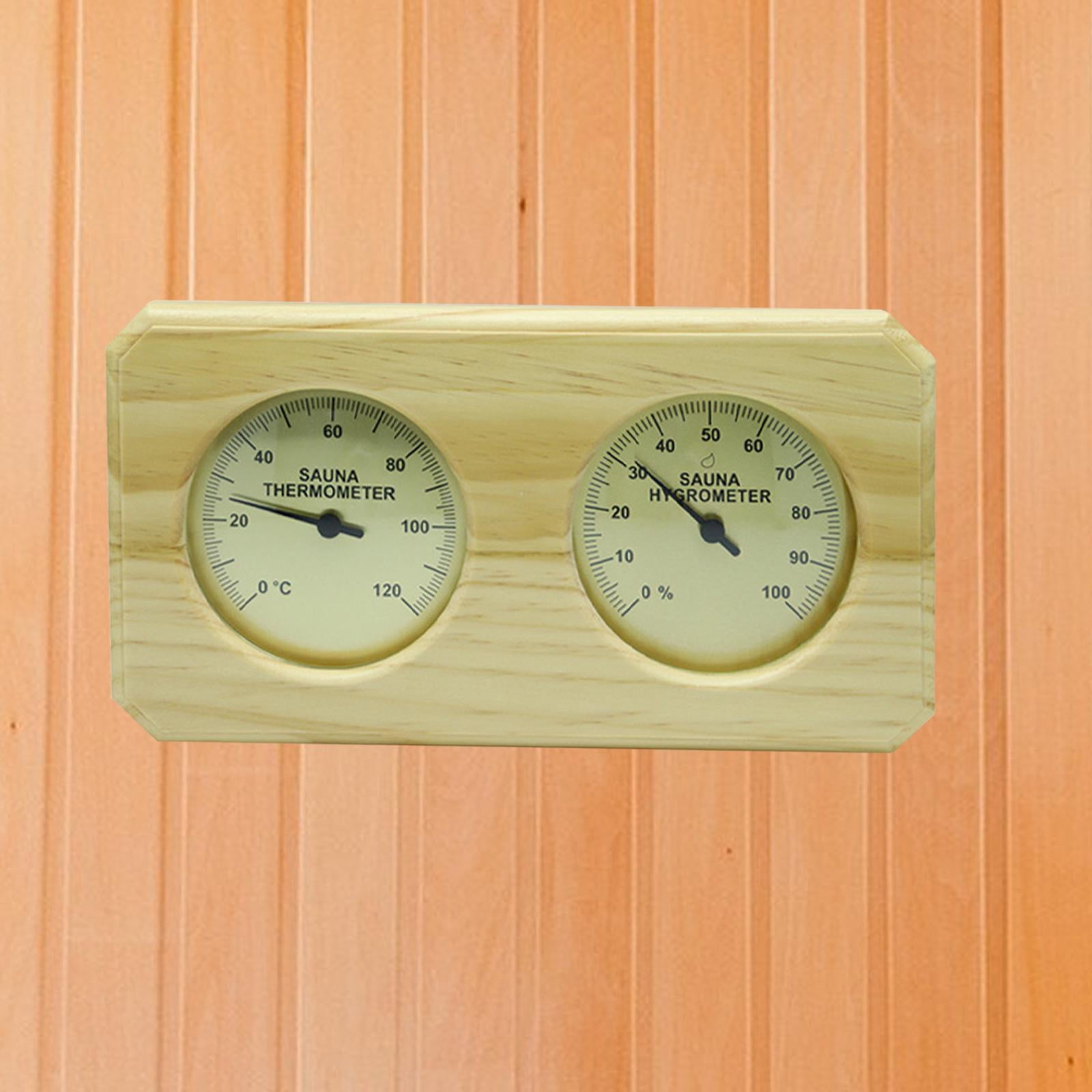 Nishiyuenyi Hygrometer Wooden Thermometer, Sauna Hygrothermograph Gauge Humidity Temperature Horizontal
