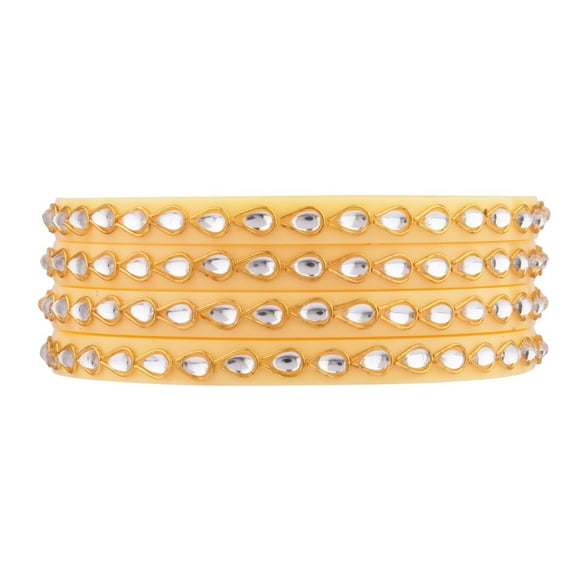 Efulgenz Indian Bangle Set Bollywood Style Crystal Acrylic Handmade Tear Drop Traditional Kundan Bracelet Jewelry Set (4 Pcs) Size 2.4