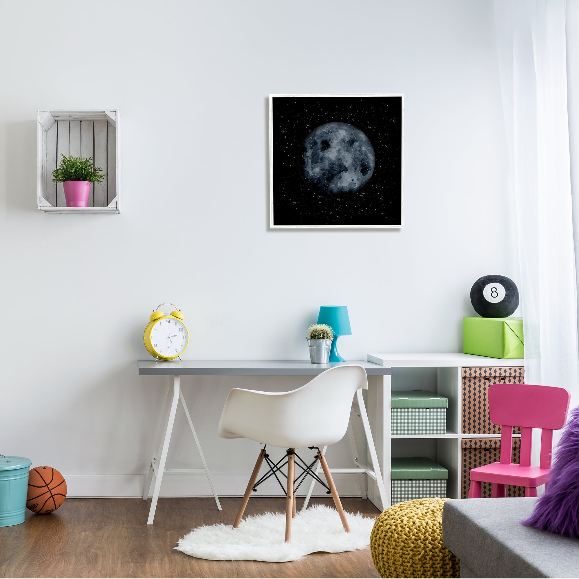 Stupell Industries Obscured Moon Dark Starry Galaxy Watercolor Effect Framed Wall Art, 24 x 24, Design by Rachel Nieman