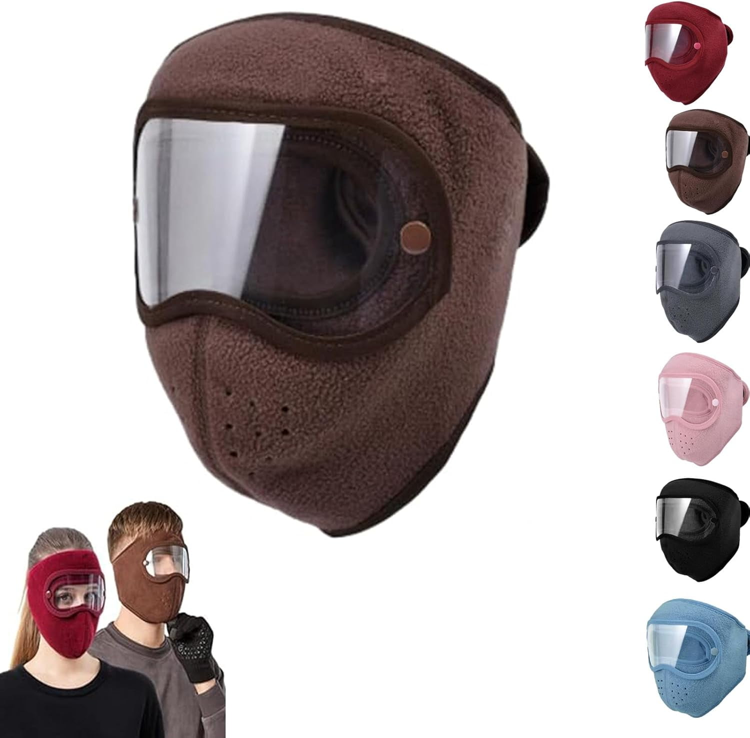 Winter Warm Fleece Windproof High-Definition Goggles,with Removable HD Goggles,WindproofFleece Thermal SkiMask for Men&Women
