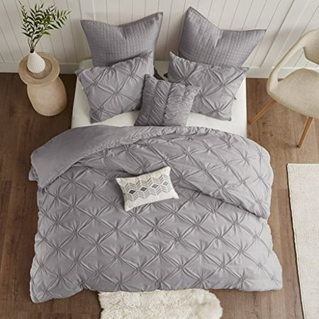7 Piece Embroidered Duvet Cover Set King Cal King Grey Walmart