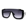 thumbnail image 1 of Womens Semi Rimless Flat Top Thick Plastic Shield Sunglasses Black Silver Smoke, 1 of 4