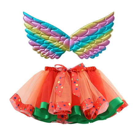

Girls Dresses For Summer Kids Girls Ballet Skirts Holiday Party Dance Skirt With Wing Outfits Baby Girls Short Sleeve Everyday Dresses 2-4 Years