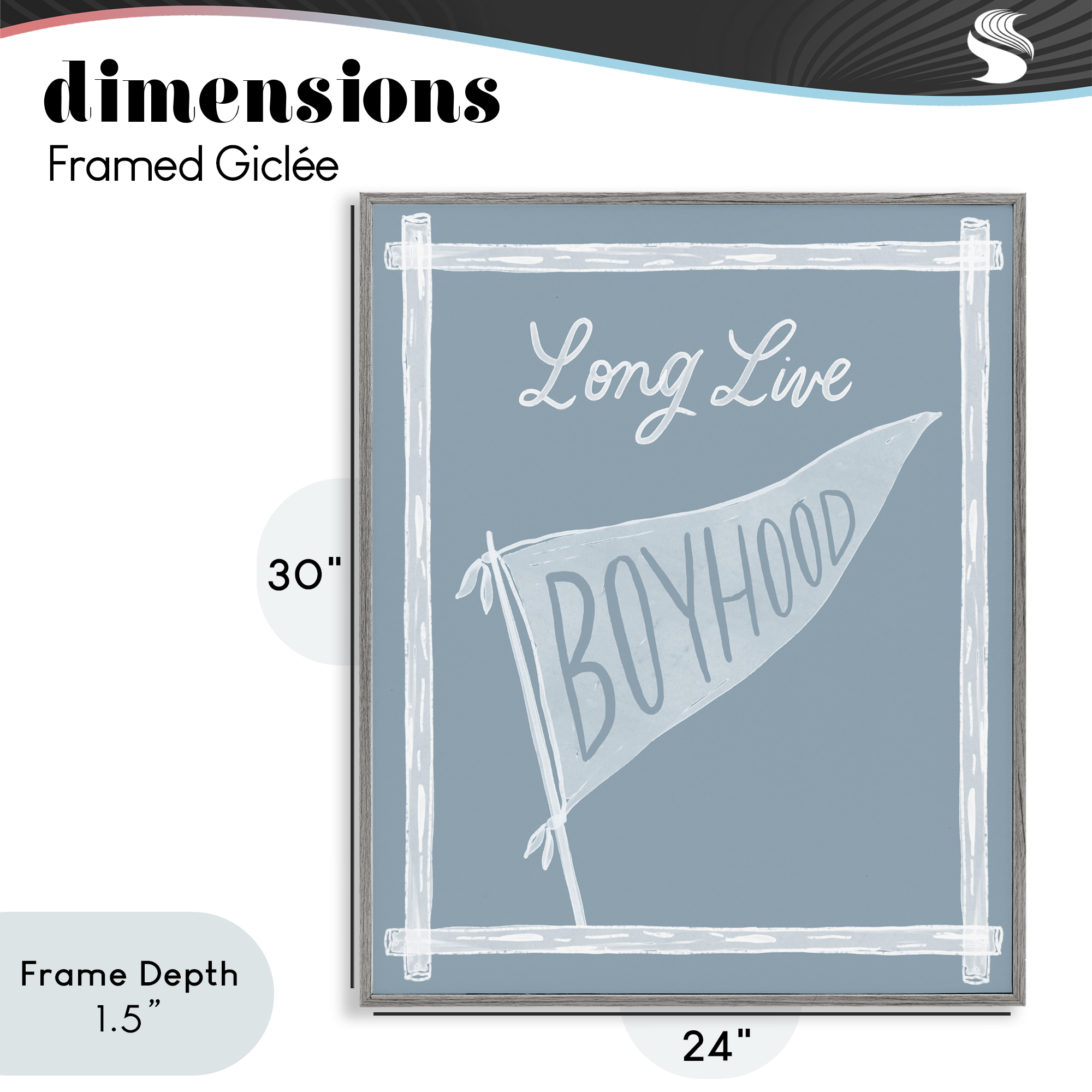 Stupell Industries Long Live Boyhood with Border Gray Framed Giclee Art, design by Cherrywood Lane